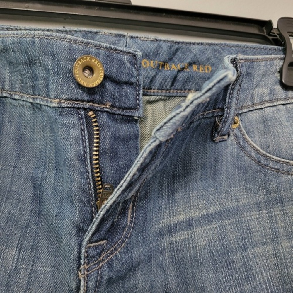 OUTBACK RED Womens Sz 2 Cuffed Casual Denim Blue Jean Shorts Mid Rise Distressed - Picture 5 of 11
